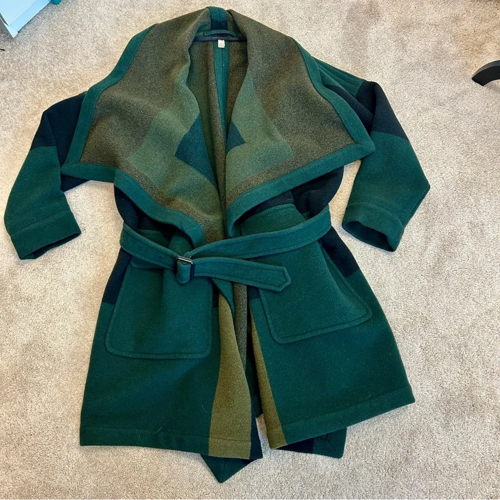Burberry Brit Green Cherbrooke wool-blend blanket coat belted Sz S RARE! - Picture 7 of 13